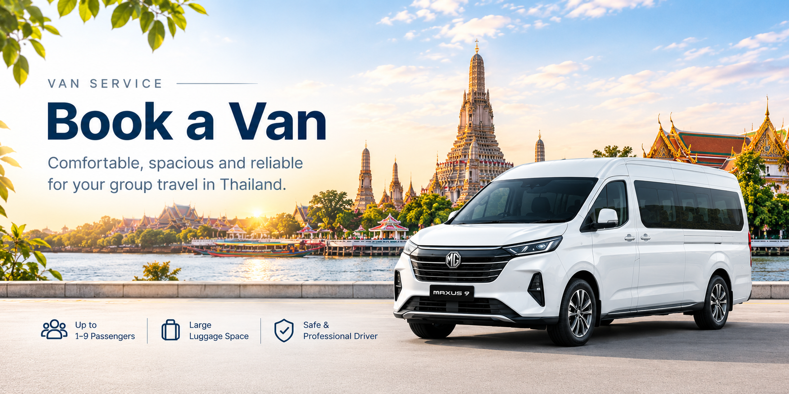 Book a private van in Thailand with MG Maxus 9
